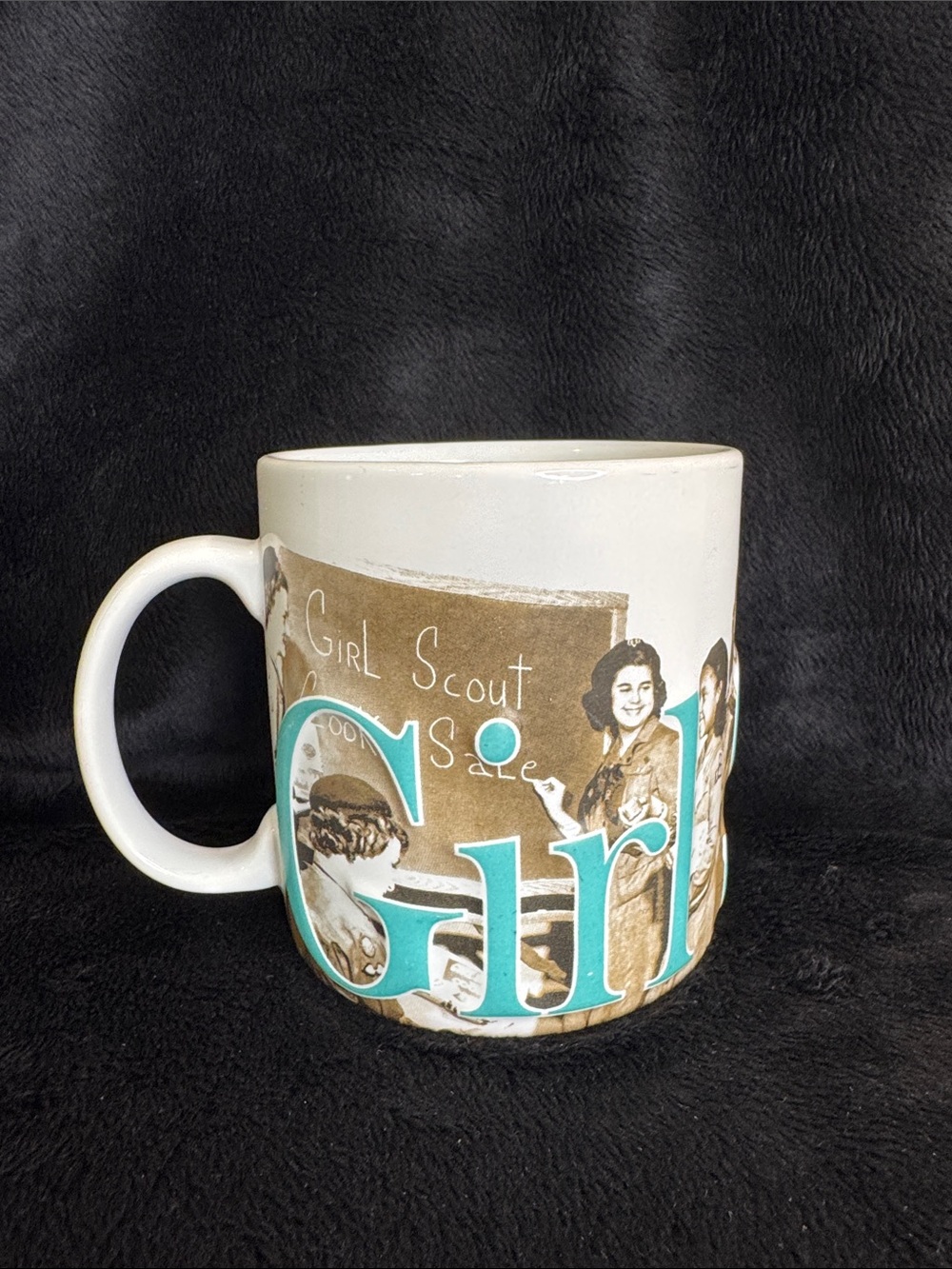 Girl Scouts of the USA Ceramic Mug with Teal Lettering Large Size
